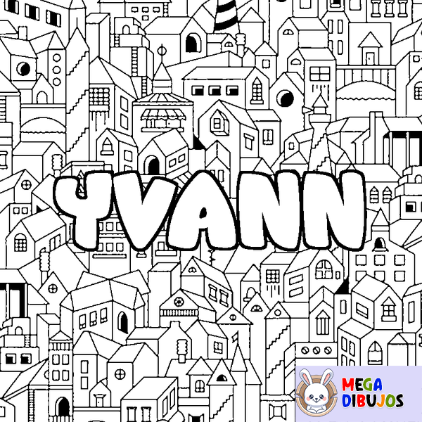 Coloraci&oacute;n del nombre YVANN - decorado ciudad