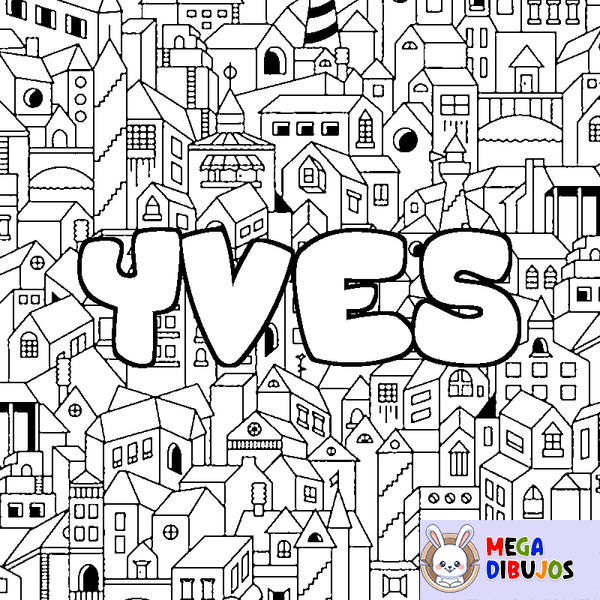 Coloraci&oacute;n del nombre YVES - decorado ciudad