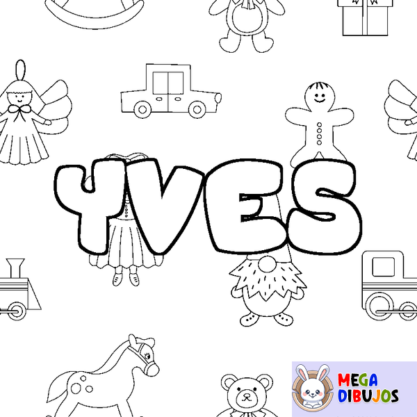 Coloraci&oacute;n del nombre YVES - decorado juguetes