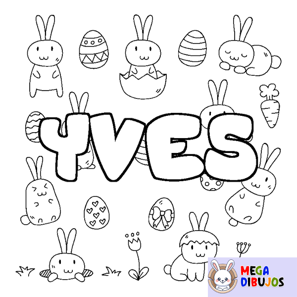 Coloraci&oacute;n del nombre YVES - decorado Pascua