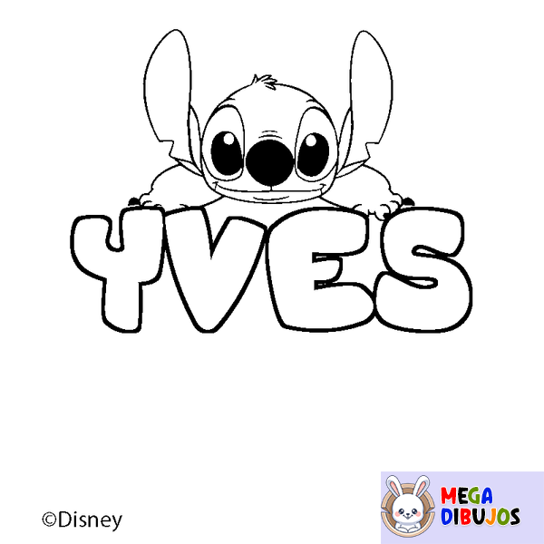 Coloraci&oacute;n del nombre YVES - decorado Stitch