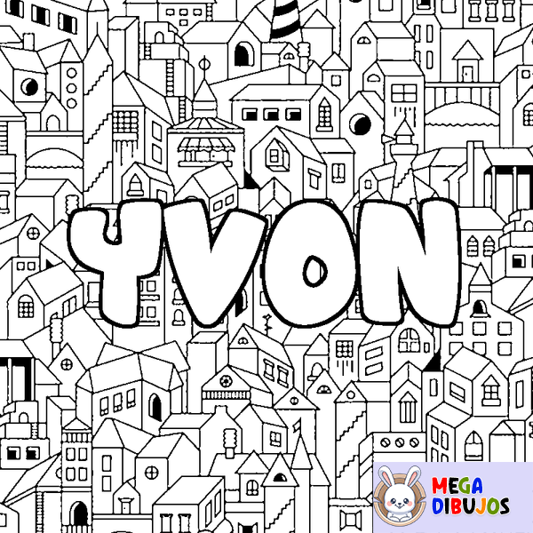 Coloraci&oacute;n del nombre YVON - decorado ciudad