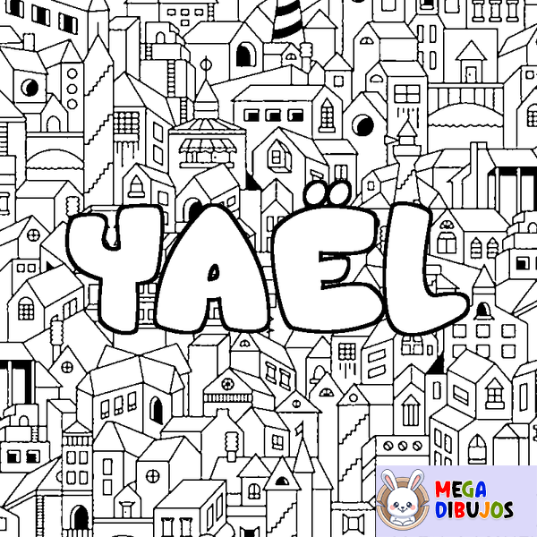 Coloraci&oacute;n del nombre YA&Euml;L - decorado ciudad
