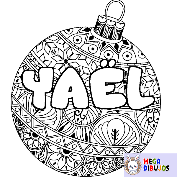 Coloraci&oacute;n del nombre YA&Euml;L - decorado bola de Navidad