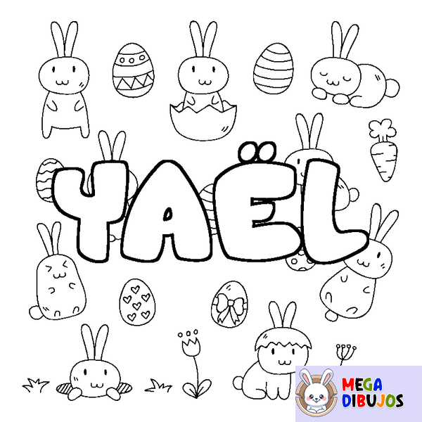 Coloraci&oacute;n del nombre YA&Euml;L - decorado Pascua