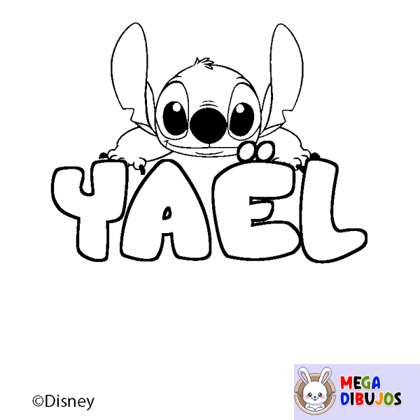 Coloraci&oacute;n del nombre YA&Euml;L - decorado Stitch