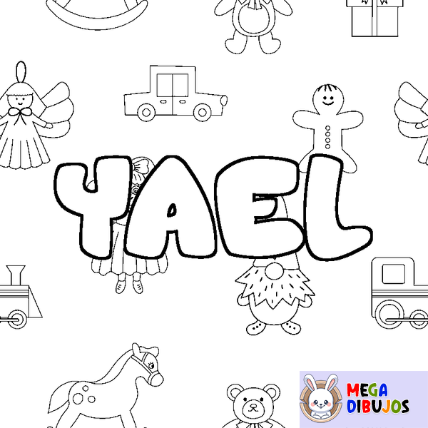 Coloraci&oacute;n del nombre YAEL - decorado juguetes