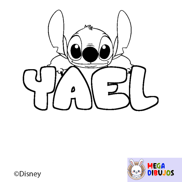 Coloraci&oacute;n del nombre YAEL - decorado Stitch