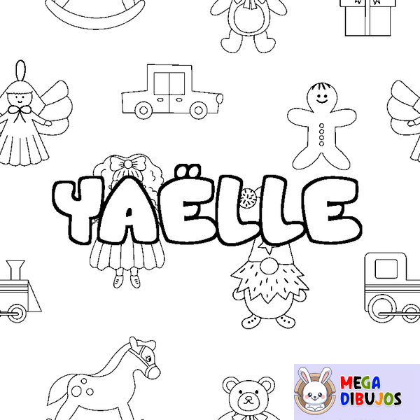 Coloraci&oacute;n del nombre YA&Euml;LLE - decorado juguetes