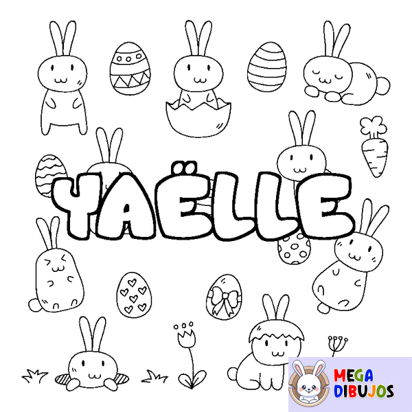 Coloraci&oacute;n del nombre YA&Euml;LLE - decorado Pascua