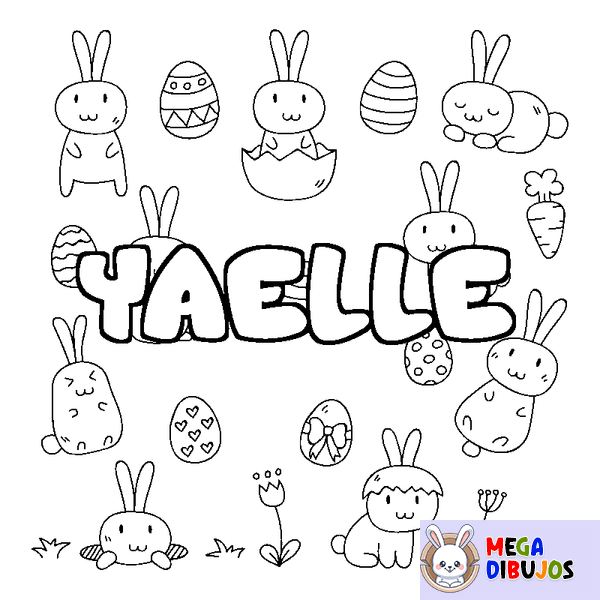Coloraci&oacute;n del nombre YAELLE - decorado Pascua