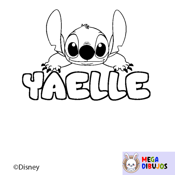 Coloraci&oacute;n del nombre YAELLE - decorado Stitch