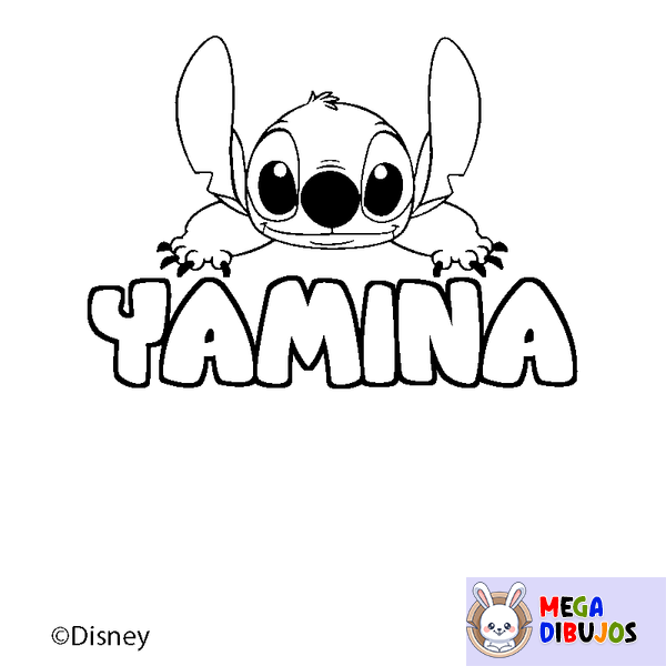 Coloraci&oacute;n del nombre YAMINA - decorado Stitch