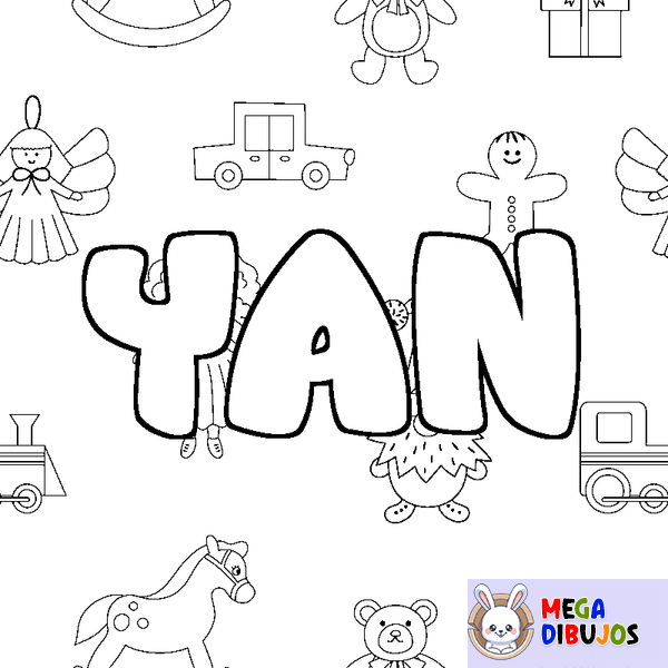 Coloraci&oacute;n del nombre YAN - decorado juguetes