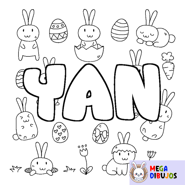 Coloraci&oacute;n del nombre YAN - decorado Pascua