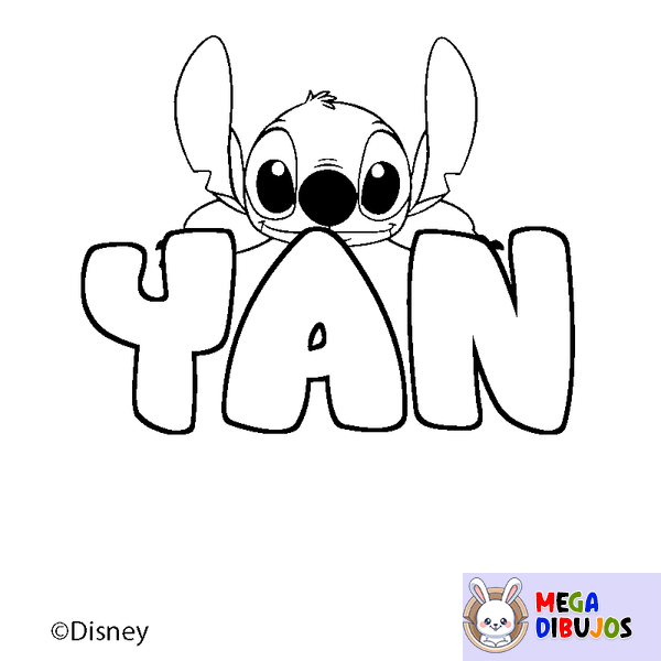 Coloraci&oacute;n del nombre YAN - decorado Stitch