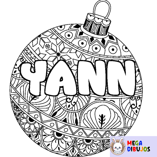 Coloraci&oacute;n del nombre YANN - decorado bola de Navidad