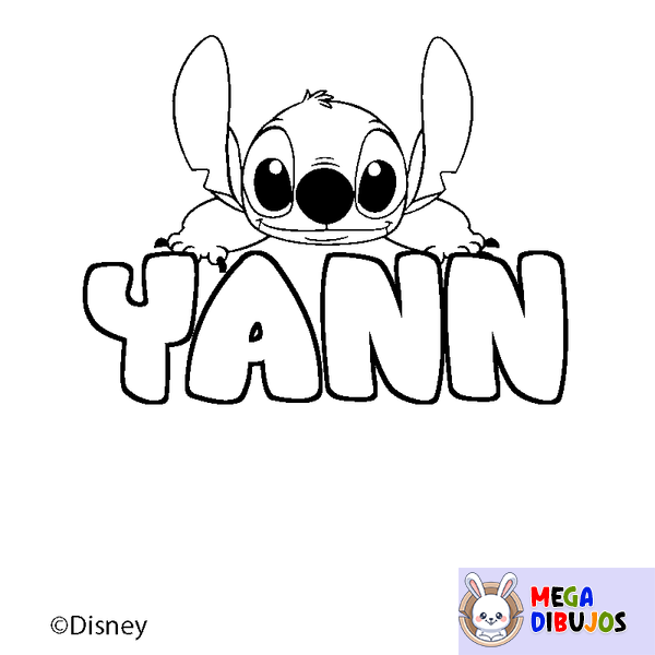 Coloraci&oacute;n del nombre YANN - decorado Stitch