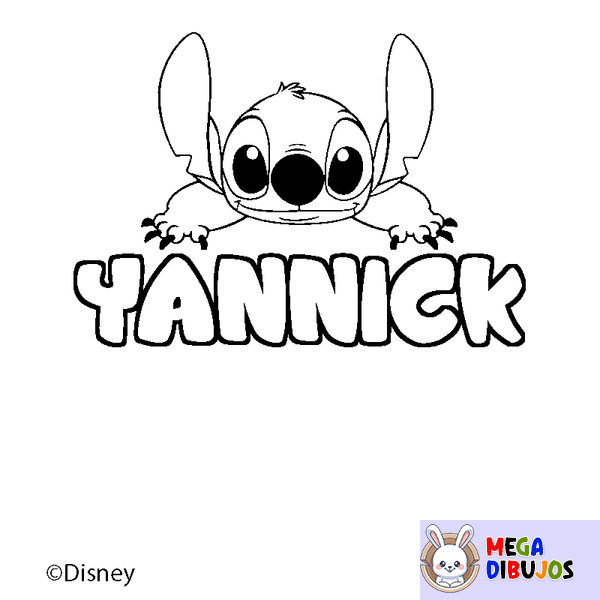 Coloraci&oacute;n del nombre YANNICK - decorado Stitch