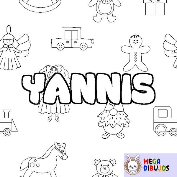 Coloraci&oacute;n del nombre YANNIS - decorado juguetes