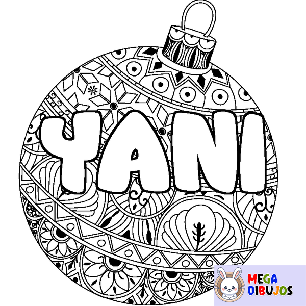 Coloraci&oacute;n del nombre YANI - decorado bola de Navidad