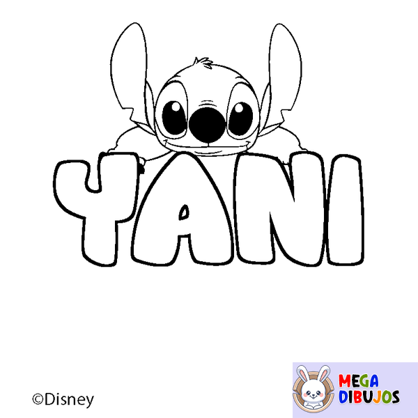 Coloraci&oacute;n del nombre YANI - decorado Stitch