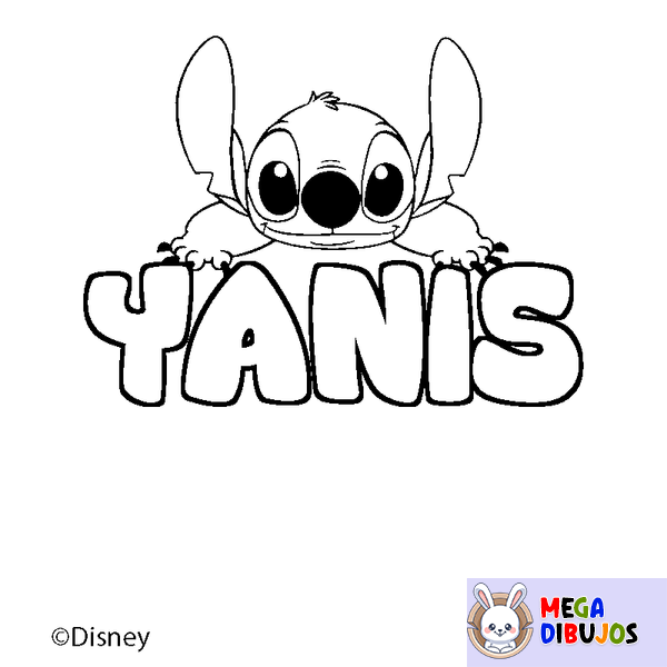 Coloraci&oacute;n del nombre YANIS - decorado Stitch
