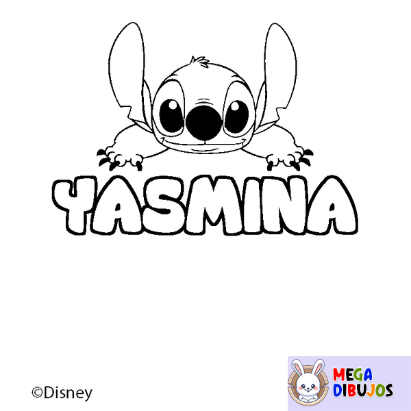 Coloraci&oacute;n del nombre YASMINA - decorado Stitch