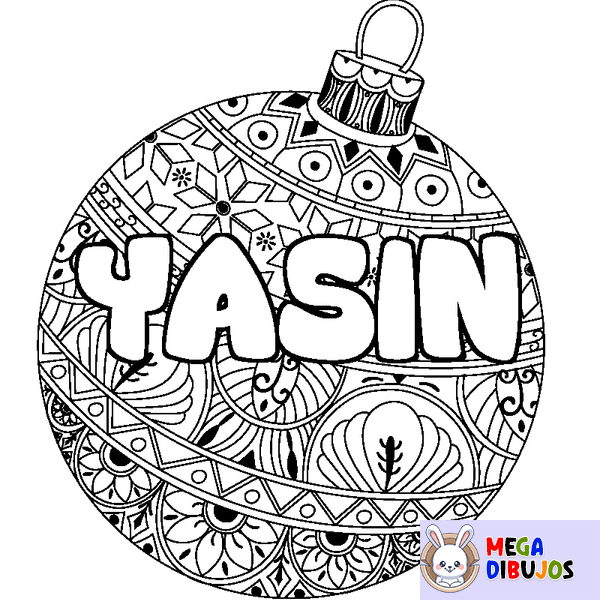 Coloraci&oacute;n del nombre YASIN - decorado bola de Navidad