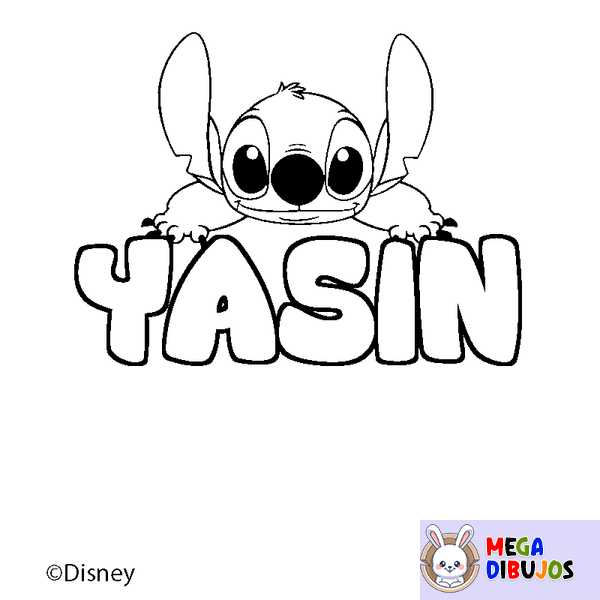 Coloraci&oacute;n del nombre YASIN - decorado Stitch