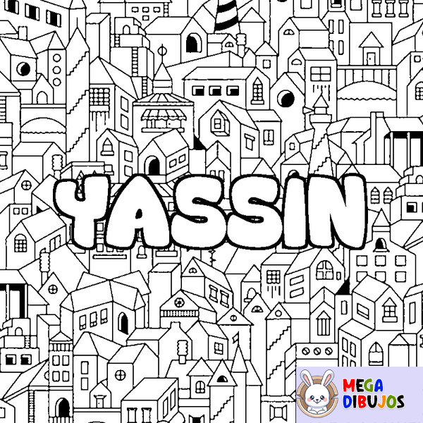 Coloraci&oacute;n del nombre YASSIN - decorado ciudad
