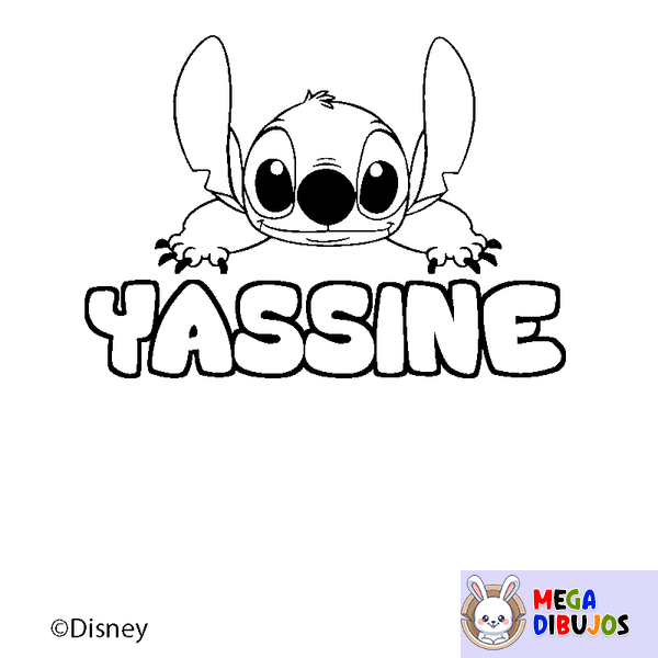 Coloraci&oacute;n del nombre YASSINE - decorado Stitch