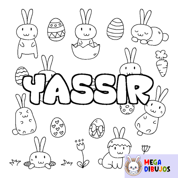 Coloraci&oacute;n del nombre YASSIR - decorado Pascua