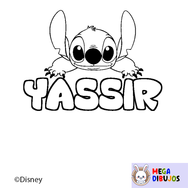 Coloraci&oacute;n del nombre YASSIR - decorado Stitch