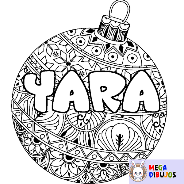 Coloraci&oacute;n del nombre YARA - decorado bola de Navidad