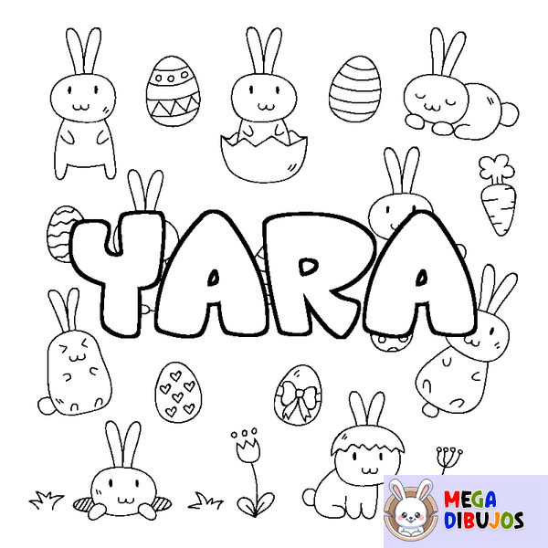 Coloraci&oacute;n del nombre YARA - decorado Pascua