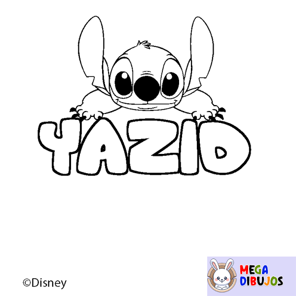 Coloraci&oacute;n del nombre YAZID - decorado Stitch