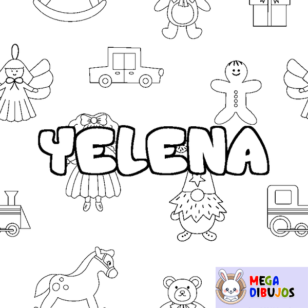Coloraci&oacute;n del nombre YELENA - decorado juguetes