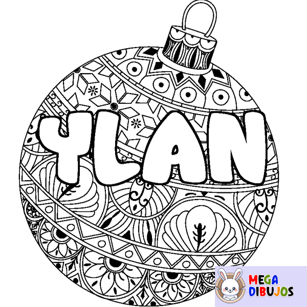 Coloraci&oacute;n del nombre YLAN - decorado bola de Navidad