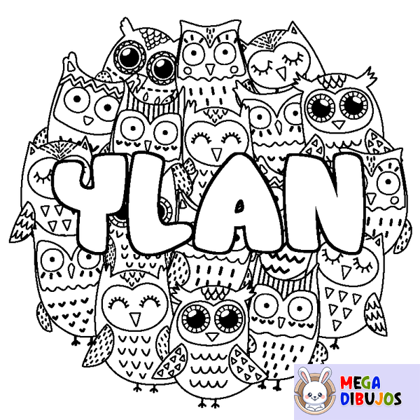 Coloraci&oacute;n del nombre YLAN - decorado b&uacute;hos