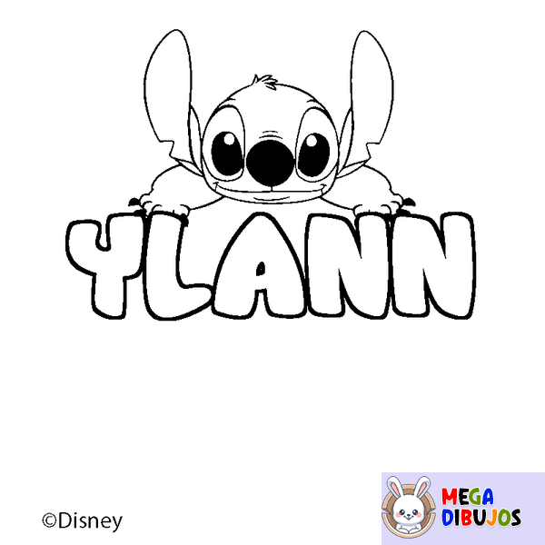 Coloraci&oacute;n del nombre YLANN - decorado Stitch