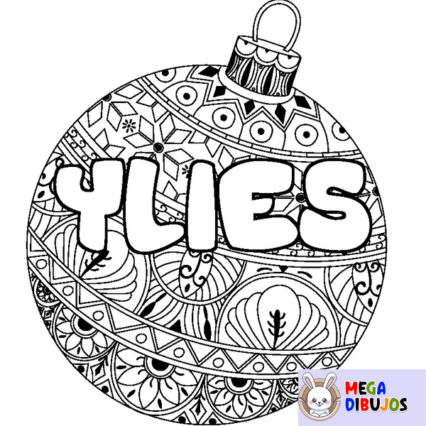 Coloraci&oacute;n del nombre YLIES - decorado bola de Navidad