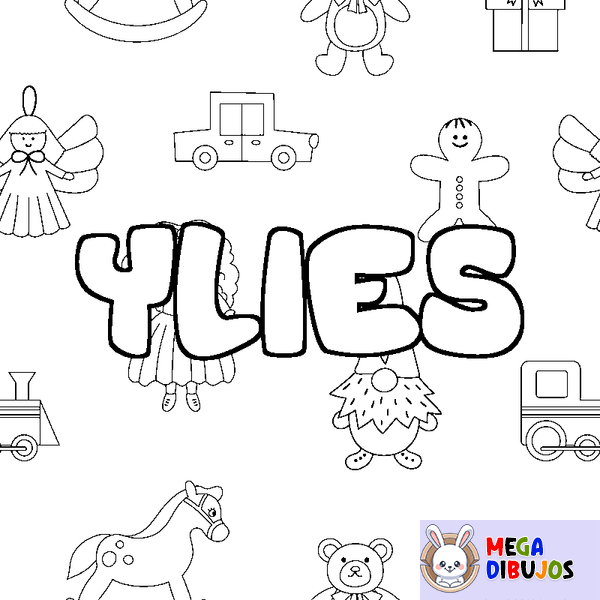 Coloraci&oacute;n del nombre YLIES - decorado juguetes