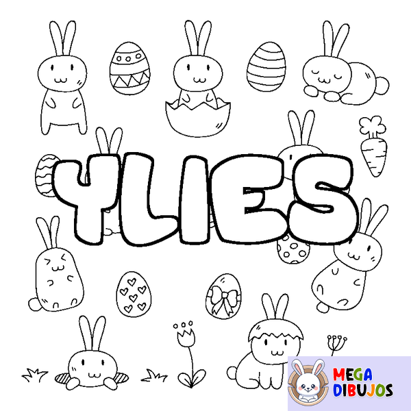 Coloraci&oacute;n del nombre YLIES - decorado Pascua