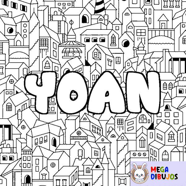 Coloraci&oacute;n del nombre YOAN - decorado ciudad