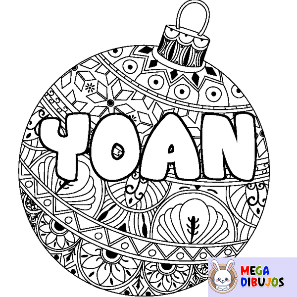 Coloraci&oacute;n del nombre YOAN - decorado bola de Navidad
