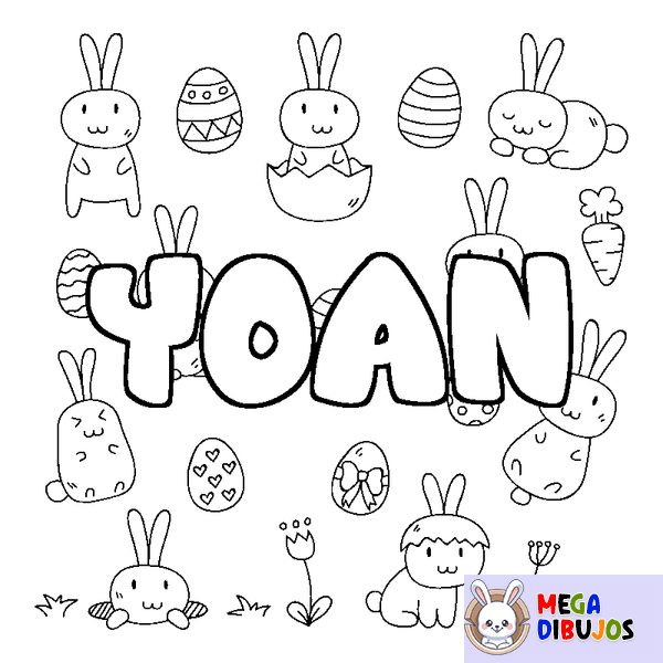 Coloraci&oacute;n del nombre YOAN - decorado Pascua
