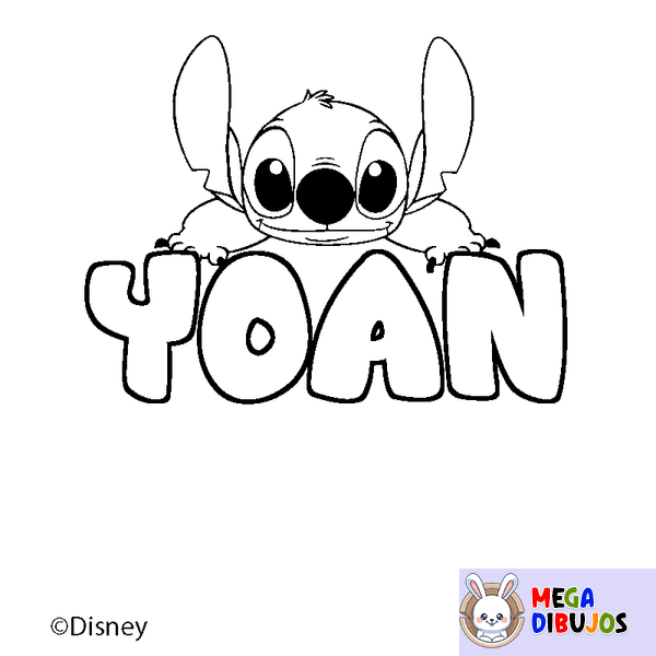 Coloraci&oacute;n del nombre YOAN - decorado Stitch