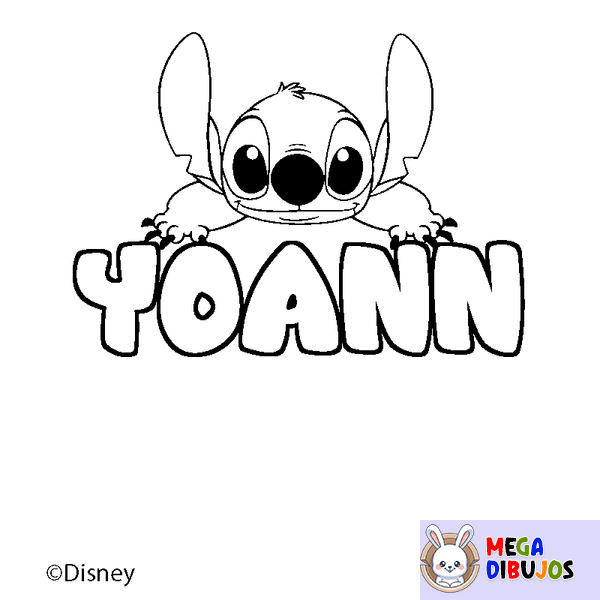Coloraci&oacute;n del nombre YOANN - decorado Stitch