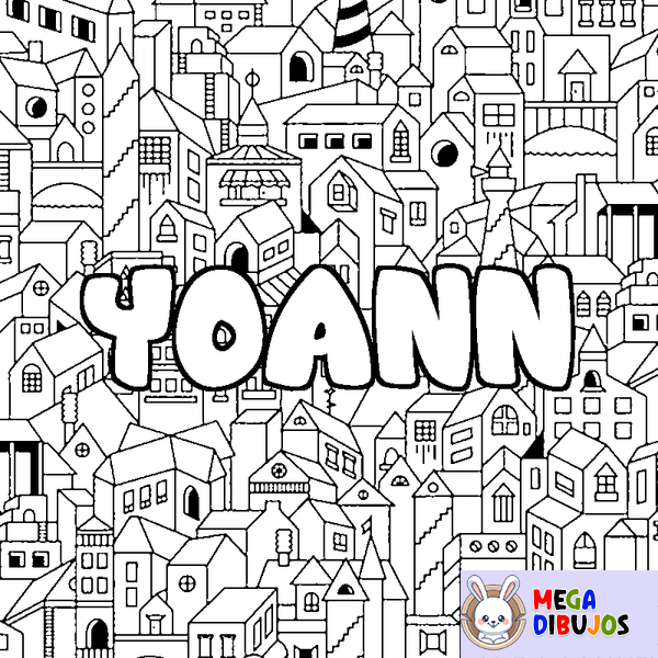 Coloraci&oacute;n del nombre YOANN - decorado ciudad